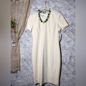 100% Worsted Wool Cream Sheath Dress NWT Size 4 Petite Austin Reed Classic Chic